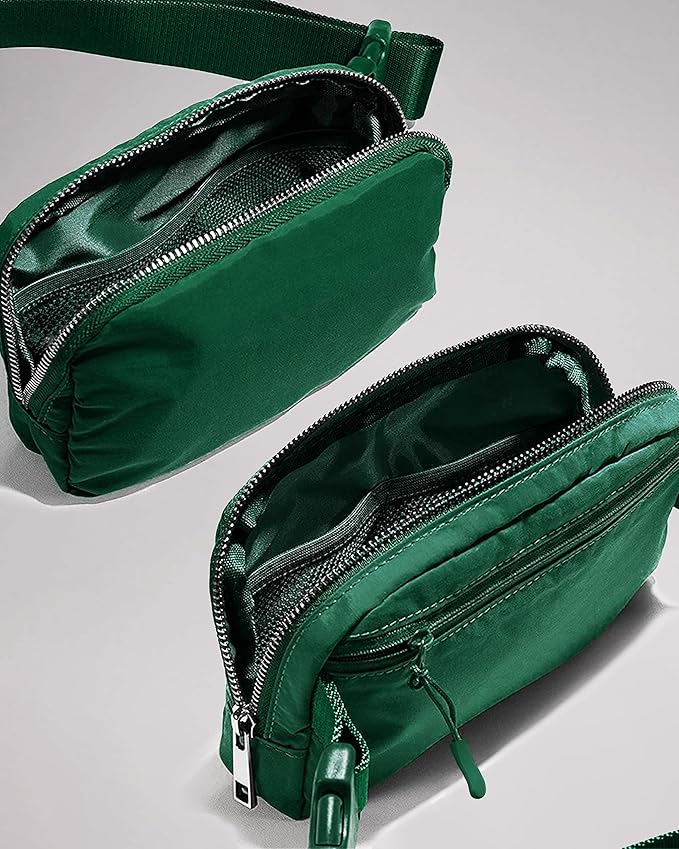 Cross Body Fanny Packs for Women Men Fashion Waist Bag Pouch Nylon Small Travel Crossbody Bags Mini Purse Everywhere Belt Bag Bum Bag for Workout Running Hiking Everglade Green
