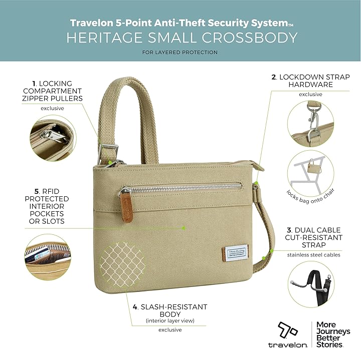 Travelon Women's Anti-Theft Heritage Small Crossbody Cross Body Bag