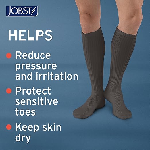 JOBST SensiFoot Diabetic Compression Socks for Men and Women 8-15 mmHg with Seamless Toe and Moisture Management - Extra Padding in Toe, Foot, and Heel Area - Knee High - Closed Toe - Brown, Small