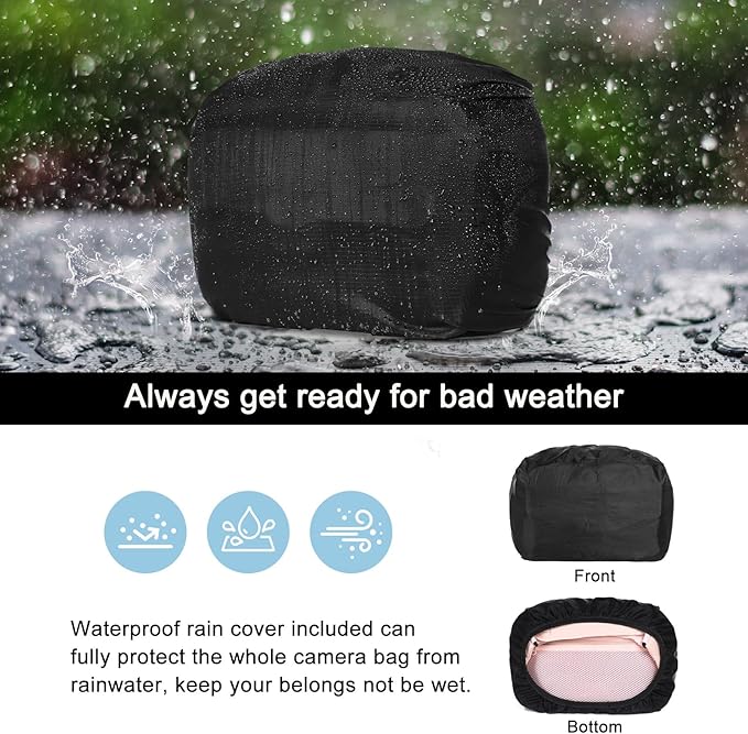 MOSISO Camera Shoulder Bag Case Crossbody Sling Purse, DSLR/SLR/Mirrorless Compact Padded Photography Handbag with Rain Cover Compatible with Canon/Nikon/Sony Cameras and Lenses, Pink