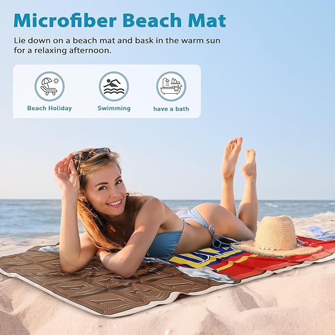 Solaris Microfiber Beach Thin Blanket for Swimming, 40"x71" Sand-Free Quick-Dry Absorbent Compact Towel Mat for Adults, Ideal Travel Beach Gifts
