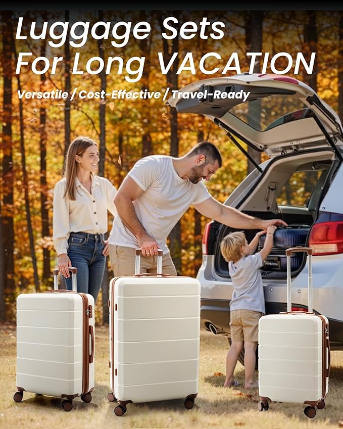 Luggage Sets 3 Piece, Expandable Hardshell Suitcase with TSA Lock & Silent Spinner Wheels, Lightweight Hardside Travel Suitcase Set for International Trips (20/24/28 in, Black)