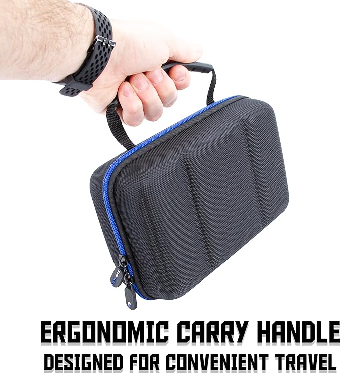 CASEMATIX Hard Shell Electronics Organizer Travel Case with 2 Adjustable Cable Bag Dividers, 3 Zipper Pouches and Elastic Cable Loops - Compact and Protective Charger & Travel Cord Organizer