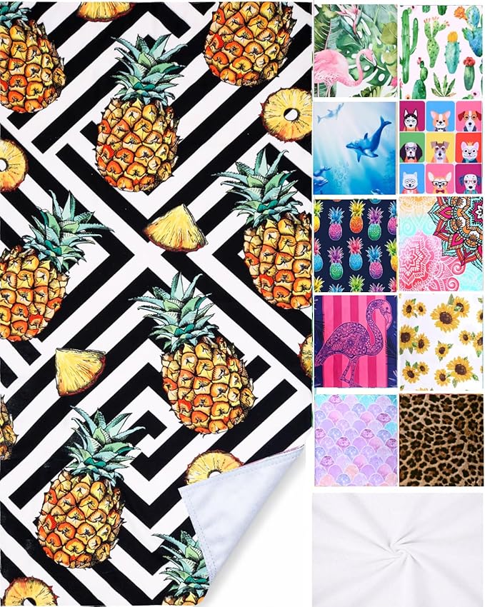LIVILAN Pineapple Microfiber Beach Towel, 30” x 60” Oversized, Soft and Thin for Swim, Pool, Bath, Shower, Quick Dry, Sand Free, Striped, Ideal Pineapple Gifts for Women and Adults