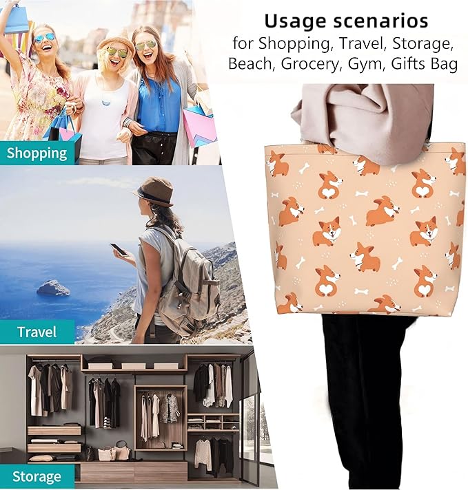 Tote Bag for Women Large Beach Bag Reusable Grocery Bags Handbag for Travel Shopping