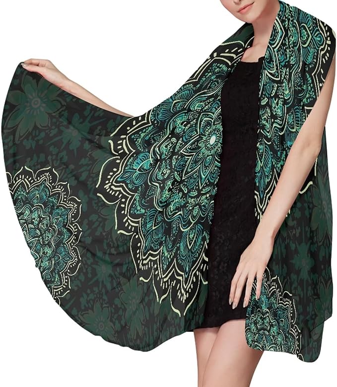 Dark Green Boho Flower Print Soft Beach Towel 66x44 inch,Woven Microfiber Sand Free Beach Towel Lightweight Beach Bath Towel for Adult Teenagers, Quick Dry Pool Towel Decorative Size S