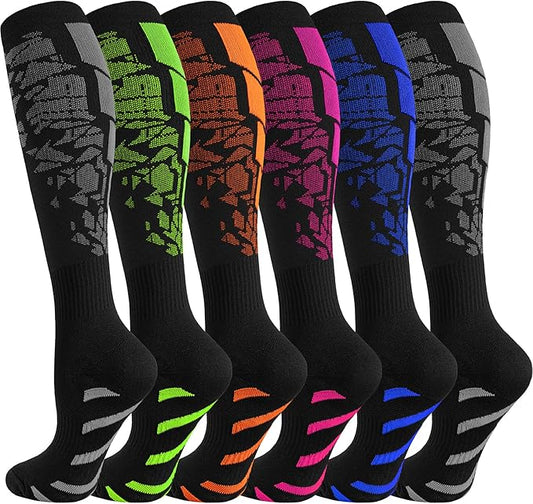 bropite Flora Compression Socks for Women & Men-Knee high 6 Pairs 20-30mmhg Support Running Nurse Travel