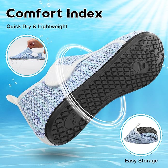 Scurtain Barefoot Water Shoes for Women Men Beach Swim Aqua Socks Summer Quick-Dry Sandals Slippers