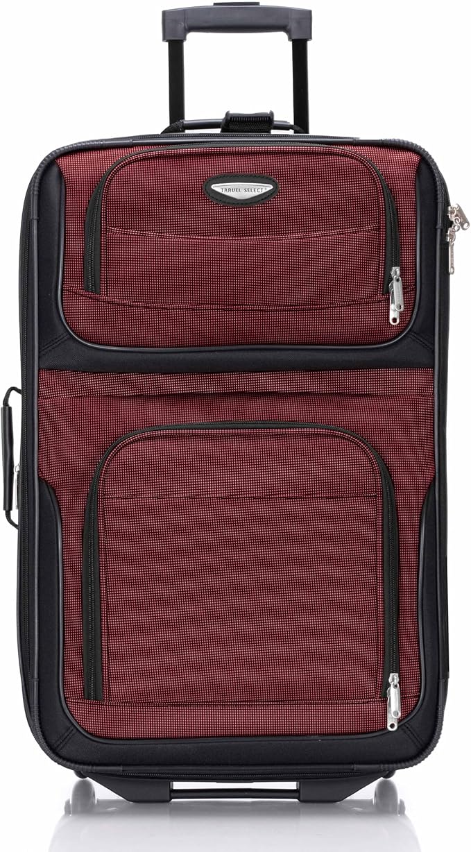 Travel Select Amsterdam Softside Expandable Luggage with Rolling Wheels, Red, 25-Inch Medium