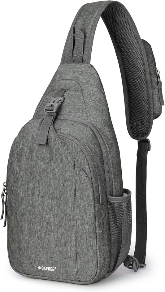 G4Free Sling Chest Bag RFID Crossbody Backpack Shoulder Bag with Earphone Hole, Dimgray, M, One size