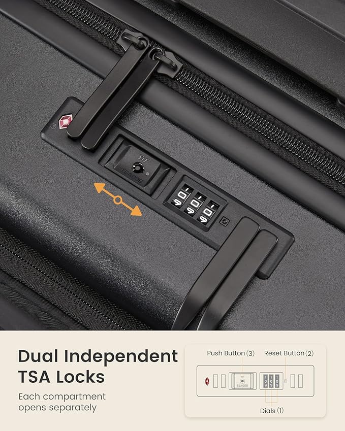 LOVEVOOK Carry On Luggage 22x14x9 Airline Approved with Detachable Pouch, 21 Inch Hardside Suitcases with Spinner Wheels, Lightweight Carry-on Luggage with TSA Lock for Women Men, 2PCS, Navy