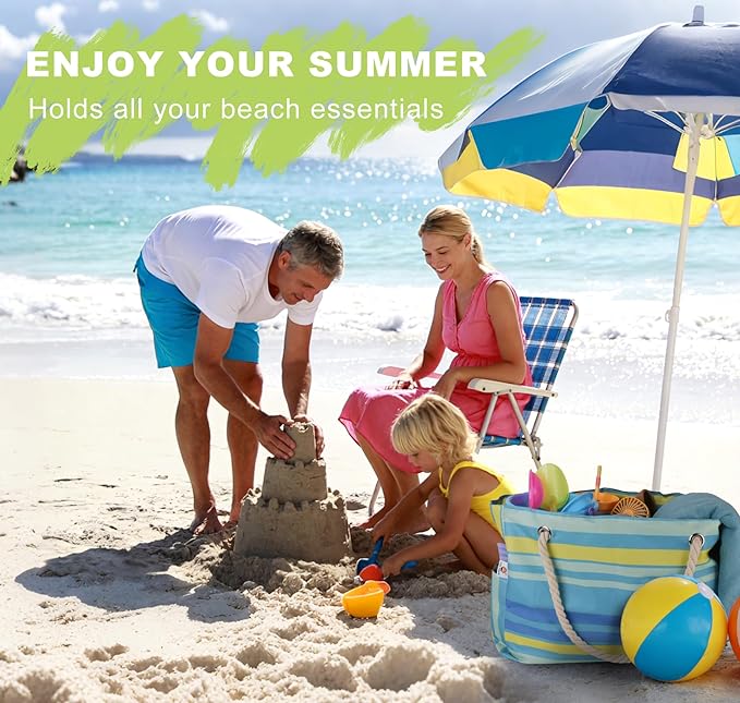CaCTOUR Large Beach Bag Women,Beach Bags Waterproof Sandproof with Zipper Wet Pocket,Beach Tote Pool Bag for Swim Gym Travel