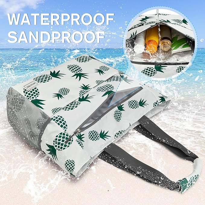 G4Free Beach Bag, Waterproof Sandproof Beach Tote Bag, Large Capacity Foldable for Women