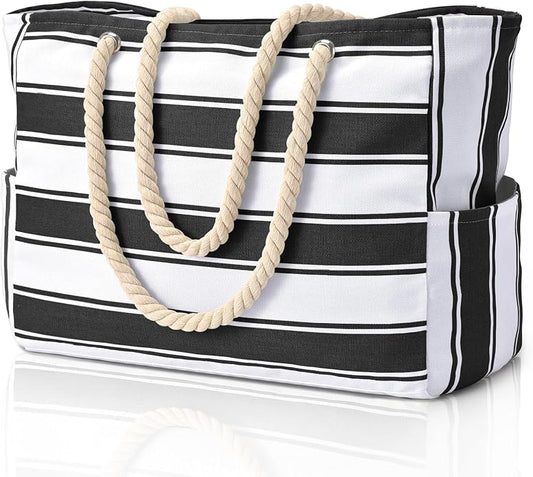Becokan Beach Bags for Women Large Waterproof Beach Tote Bag Zipper Beach Bags Waterproof Sandproof Swim Pool Bag Large Tote