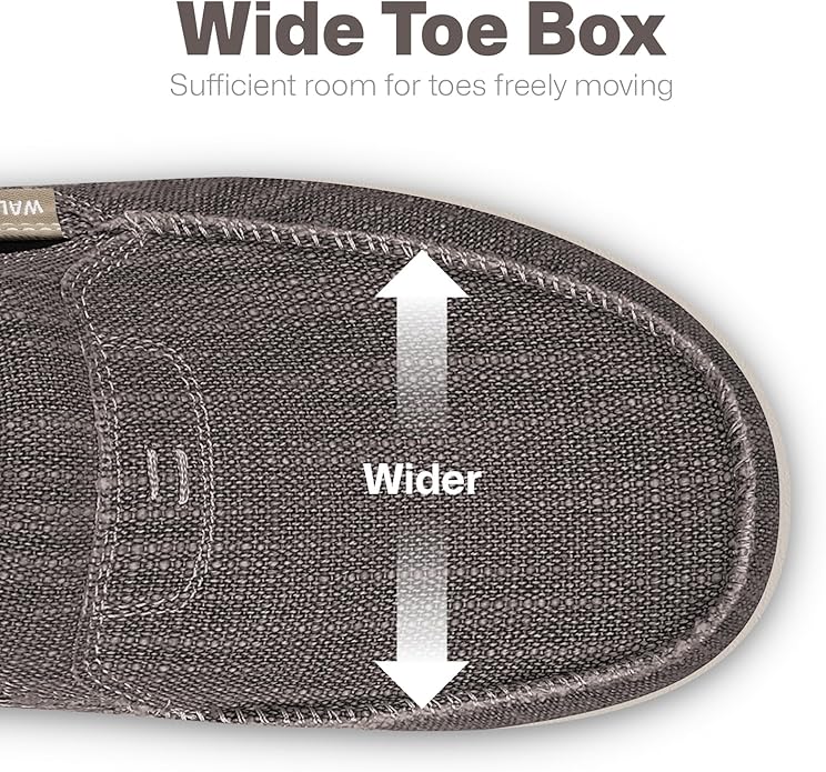 Mens Slip On Shoes, Canvas Mens Loafers with Arch Support, Orthopedic Mens Boat Shoes for Plantar Fasciitis, Indoor & Outdoor Walking Slippers Shoes for Pain Relief