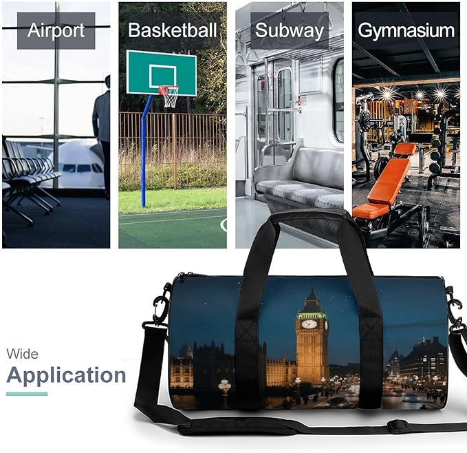 Sports Gym Bag for Women Men Travel Duffel Bag Tote Weekender Bag Big Ben Carry on Overnight Bag for Travel Swimming Fitness Workout Sports Duffle Bag