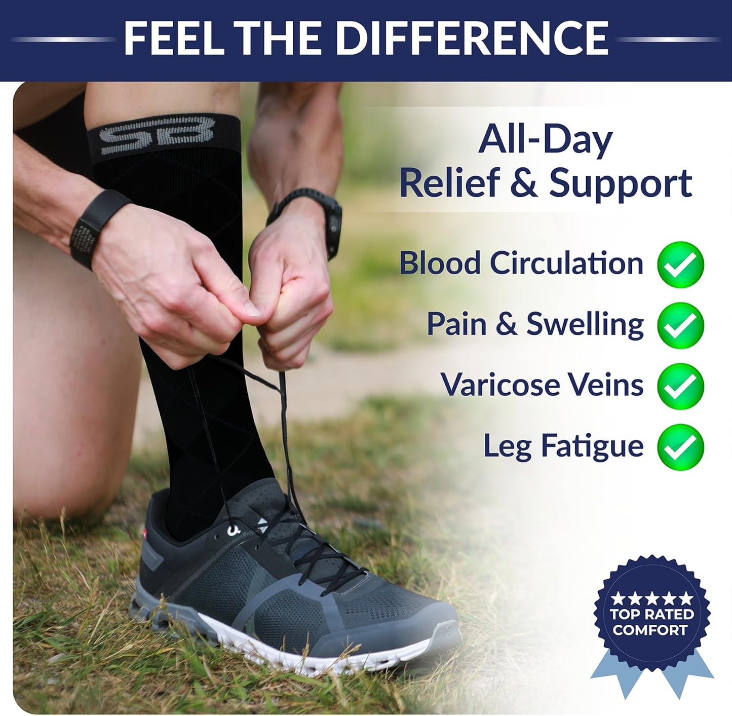 SB SOX Compression Socks for Men & Women (20-30 mmHg) - Best Support Stockings for Travel, Medical, and Sports - Perfect for Everyday Wear