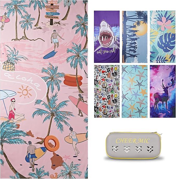 Microfiber Beach Towels: Quick Dry, Sand Free, Compact,Absorbent & Perfect for Travel - Oversized, Lightweight & Quick Drying for Adults (Pink, 1)