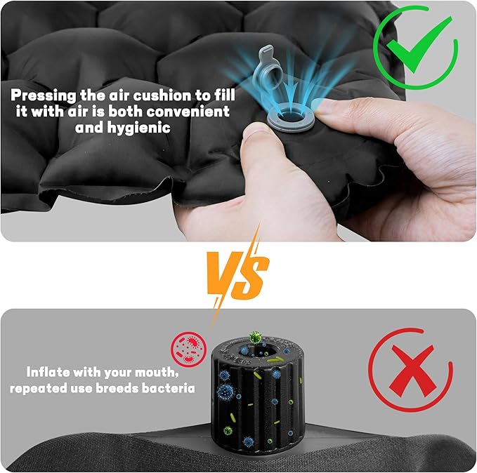 ONTYZZ Inflatable Seat Cushion Lightweight Airplane Seat Cushion Stadium Seat Travel Cushion for Climbing Hiking Office Airplane