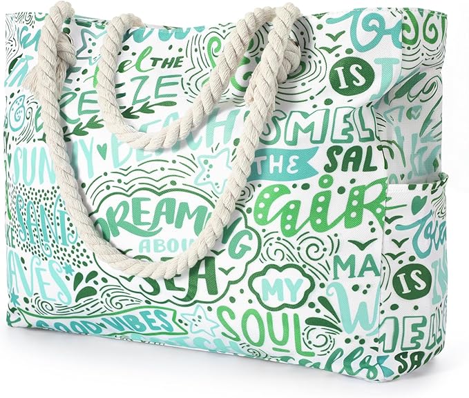 Tavaleu Beach Bags for Women - Large Beach Tote Bag, Women Sandproof Pool Bag for Pool Gym Grocery Travel