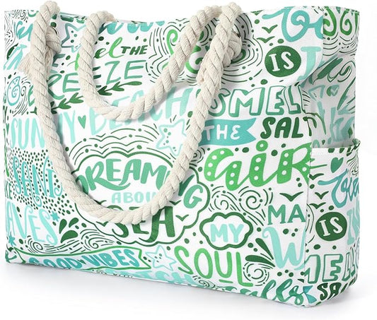 Tavaleu Beach Bags for Women - Large Beach Tote Bag, Women Sandproof Pool Bag for Pool Gym Grocery Travel