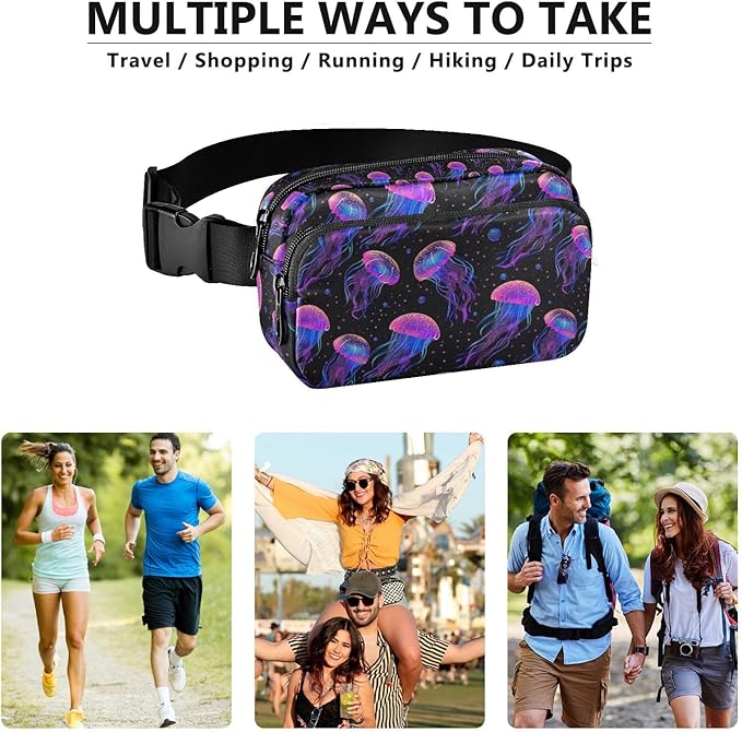 Jellyfish Fanny Pack for Women Men Water Resistant Fashion Waist Packs with Adjustable Strap Belt Bag for Travel Workout Jogging Hiking 21219151