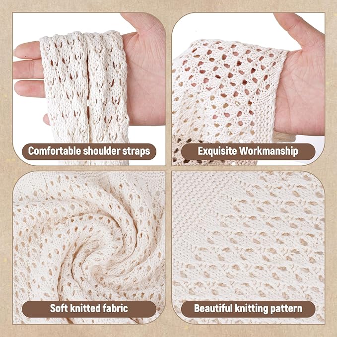 baotongle Crochet Beach Tote Bag for Women Knit Boho Aesthetic Summer Vacation Bag Large Casual Shoulder Handbag for Travel