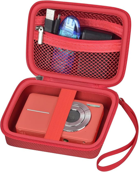 Case Compatible with VAHOIALD FHD 1080P Digital Camera/for CAMKORY Digital Point and Shoot/for Kodak PIXPRO FZ45-BK 16MP Vlogging/for IWEUKJLO/for Nsoela, Holder for SD Card More (Red)