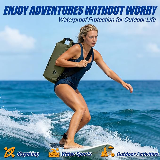 Waterproof Dry Bag, 5L/10L/20L/30L/40L Roll Top Lightweight Storage Backpack with Phone Case for Women & Men, Floating Waterproof Sack for Travel, Swimming, Kayaking, Paddle Board, Camping & Beach