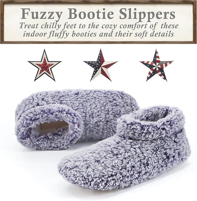 Cozylook Fuzzy Slippers for Women Indoor, Warm Bedroom Slip On Shoes, Winter Fluffy House Socks with Grippers, Cozy Christmas Gifts Unique