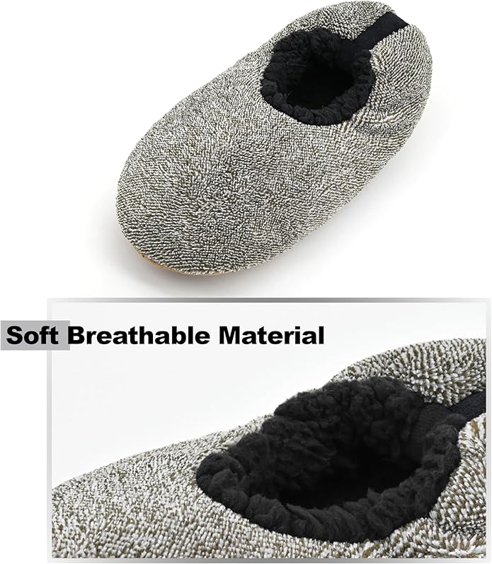 Keyela Mens Slipper Socks With Non Skid Bottoms, Warm Slipper Socks With Grippers For Men, Fuzzy House Slippers