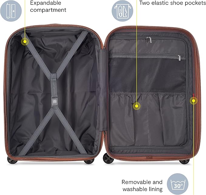 DELSEY PARIS Carrousel Hardside Expandable Luggage with Spinner Wheels, Black, Carry-on 21 Inch