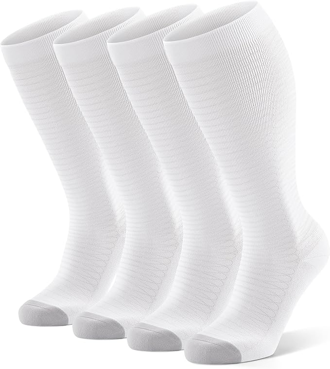 FITRELL 4 Pairs Compression Socks for Women & Men, 15-20mmHg Circulation Support for Athletic Travel Daily Wear