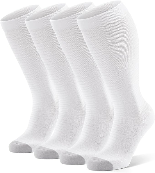 FITRELL 4 Pairs Compression Socks for Women & Men, 15-20mmHg Circulation Support for Athletic Travel Daily Wear