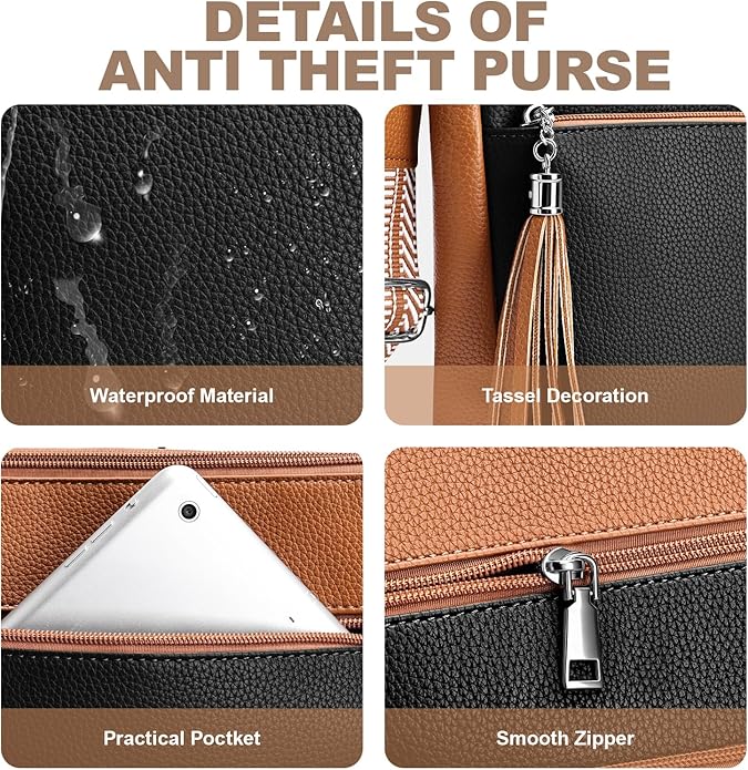 Anti Theft Crossbody Purses for Women RFID Blocking Crossbody Bags, Travel Shoulder Purse with Built-in Wallet