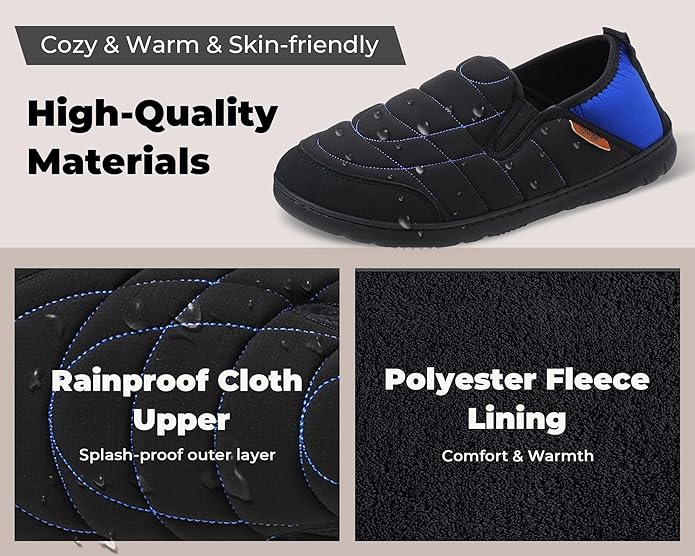 Mens Slip On Slippers Coolmax® Two Tone Comfy Slipper Memory Foam Slippers Indoor Outdoor Men's House Shoes Loafers Camping Slipper Two Styles | Moisture-wicking | Breathable