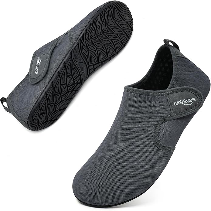 WateLves Water Shoes for Women Men Swim Beach Aqua Socks Quick Dry Barefoot House Slippers Travel Shoes with Adjustable Magic Tape for Pool Diving Boating Yoga Surf