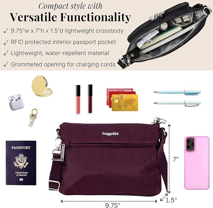 Baggallini womens Securtex Anti-theft Memento Crossbody Bag