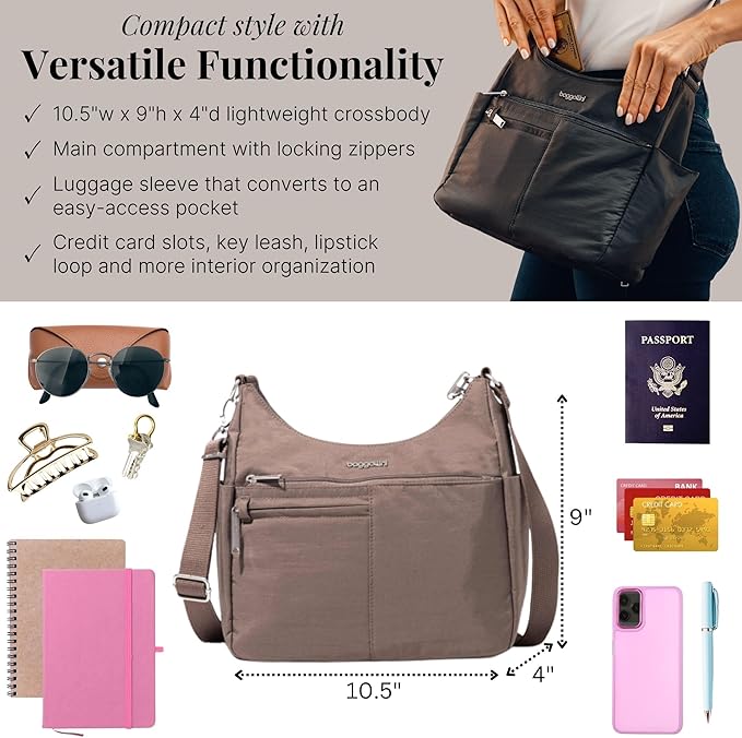 Baggallini Women's Securtex Anti-theft Free Time Crossbody Bag | Securtex, Anti-Theft