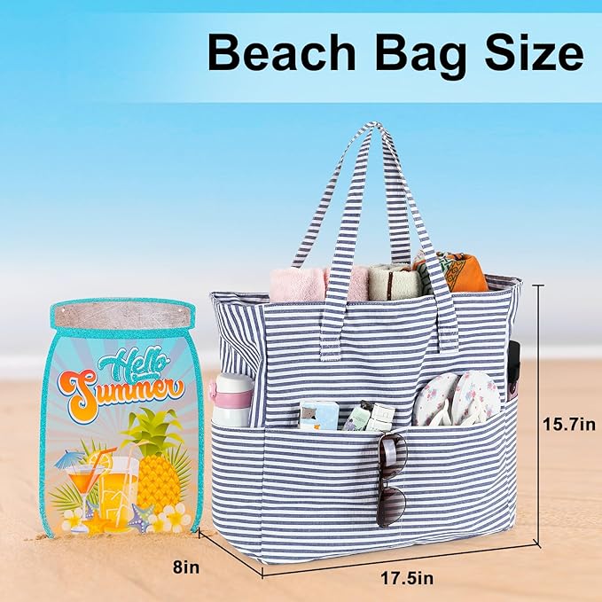 LEDAOU Large Beach Bag Women Waterproof Sandproof Zipper Beach Tote Pool Bag for Swim Gym Grocery Travel with Wet Pocket | Waterproof, Sandproof, Zipper, Pool, Gym, Grocery