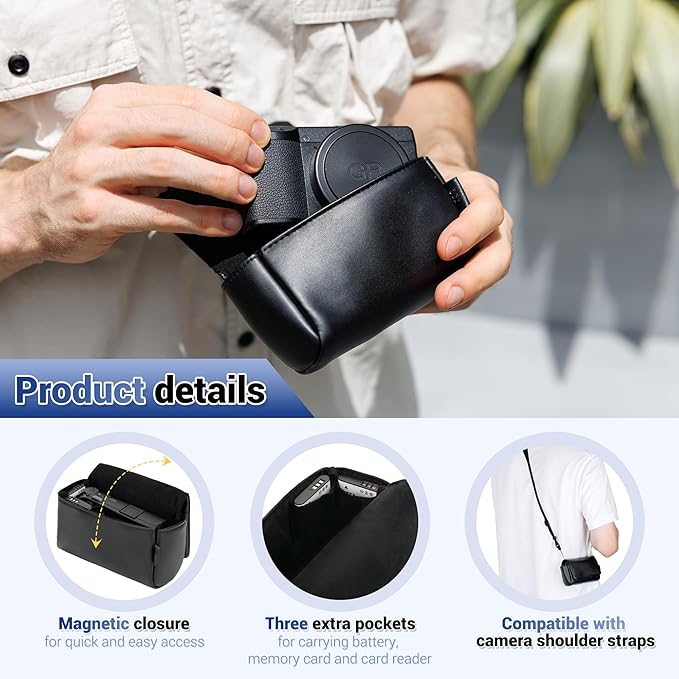 KIWIFOTOS Digital Travel Camera Case Compatible with LUMIX ZS99 Ricoh GR III GR IV PowerShot SX740 HS G7XM3 SONY RX100 VI RX100 Compact Camera Carrying Pouch Bag