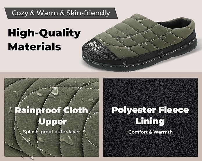 Mens Slip On Slippers Coolmax® Two Tone Comfy Slipper Memory Foam Slippers Indoor Outdoor Men's House Shoes Loafers Camping Slipper Two Styles | Moisture-wicking | Breathable