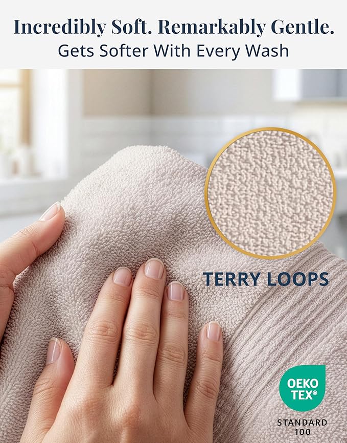 LANE LINEN Bath Hand Towels - Pack of 6 (16" x 28"), 100% Cotton - Soft, Quick Dry & Highly Absorbent, Hand and Face Towels - Bathroom Hand Towel Set, Great for Gym, Salon, Spa & Family Use - Platinum