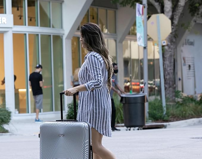 DUKAP INCEPTION Luggage with Spinner Wheels | Durable Lightweight Hardshell Suitcase, Travel Bag with Handle and Trolley, 20-Inch Carry On Small Luggage | Silver