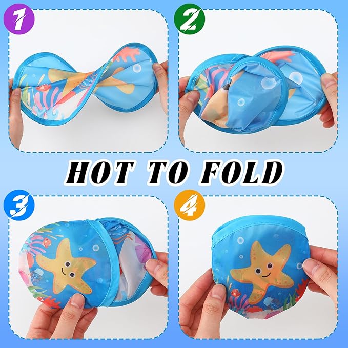Amyhill 30 Pcs Under the Sea Party Favors Foldable Flying Disc Fans with Bags Summer Beach Pool Birthday Party Favors 9.8'' DIY Cooling Fan Colorful Goody Stuffers End of The Year Gifts from Teacher