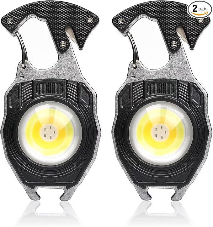 MAKDAK 2PC Keychain Flashlight Rechargeable Cob Keychain Work Light 7 Modes 1600Lumen High Lumen Flashlights for Emergencies,EDC