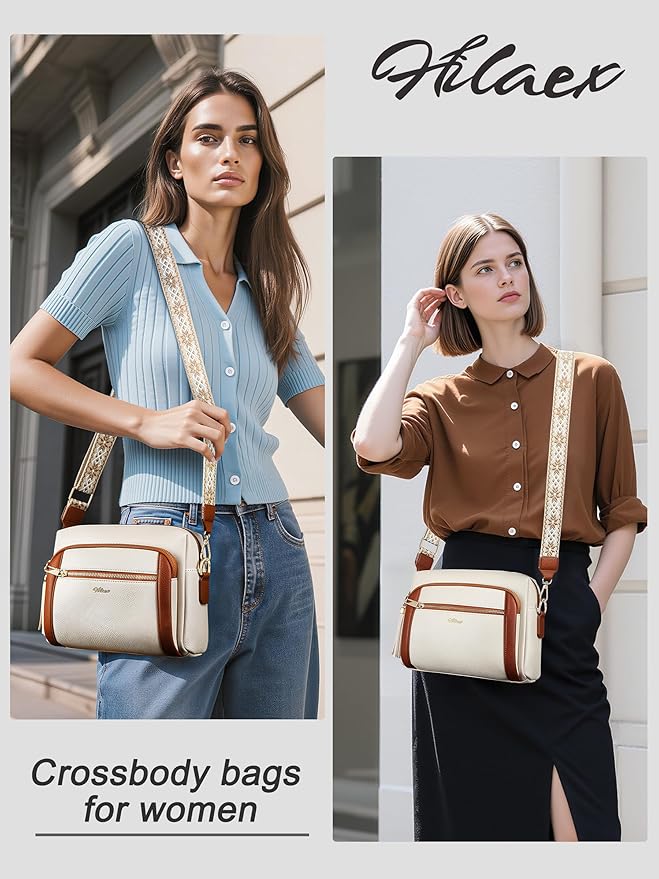 Small Leather Crossbody Bags for Women Anti theft Purses and Handbag Shoulder Hangbag with Wide Strap Tassel