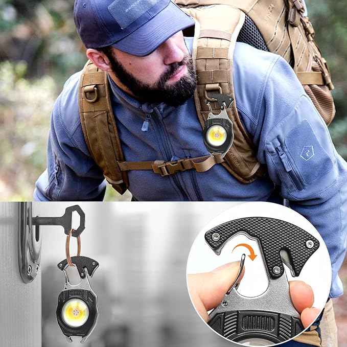 MAKDAK 2PC Keychain Flashlight Rechargeable Cob Keychain Work Light 7 Modes 1600Lumen High Lumen Flashlights for Emergencies,EDC