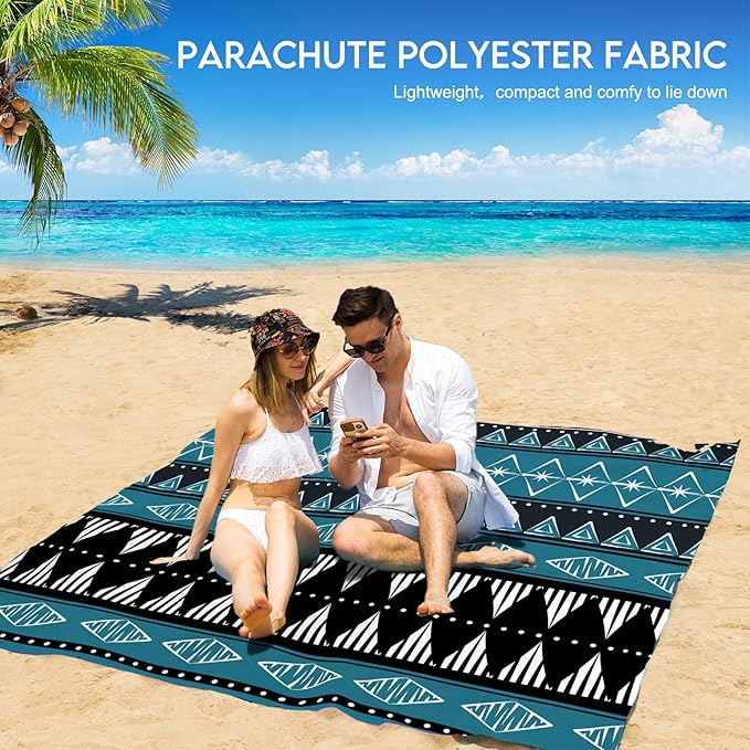 BYDOLL Beach Blanket 78''X81'' Waterproof Sandproof Suits1-4 Adults Oversized Lightweight Large Blanket Picnic Mat for Beach Sand Free Travel Camping Hiking Picnic