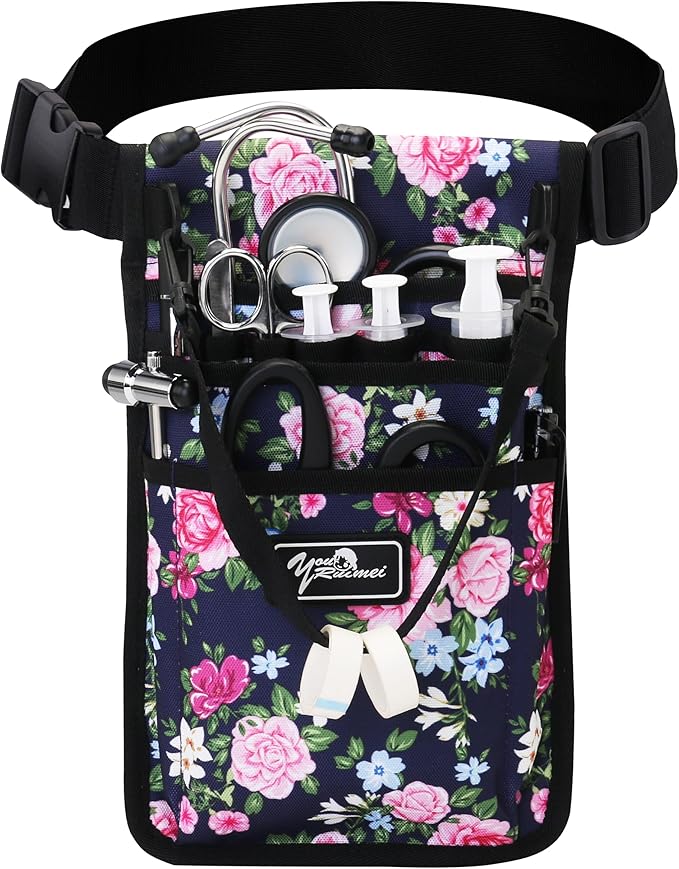 Nurse fanny pack Nurse Fanny Pack for Work Kit Practical Waist Bag for Nurses Fanny Pack for Basics Nurse Utility Belt Organizer Bag (YR-HS-S-MuDan)